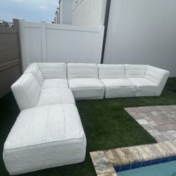 modular White Boucle Sectional