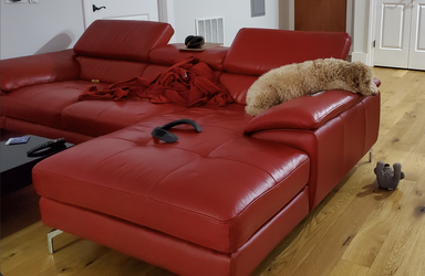 Red Leather Sectional with Chaise (Franklin Park, NJ)