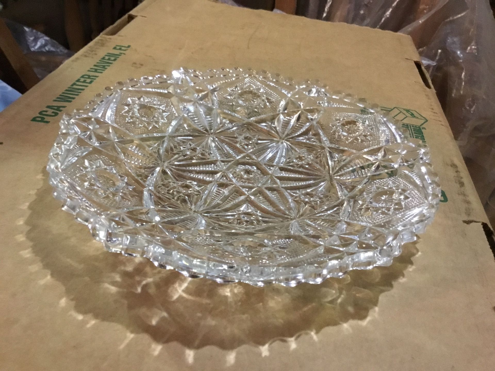 CUT GLASS OVAL BOWL