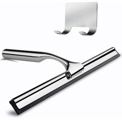Shower Squeegee, Stainless Steel Squeegee Shower Cleaner for Shower Doors, Bathroom, Window and Car Glass, 12 Inches