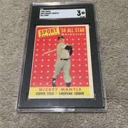 1958 Topps Mickey Mantle Baseball Card SGC 3