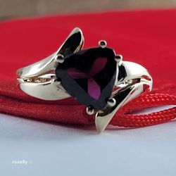 10K Yellow Gold Red Garnet Bypass Ring Size 5.5 - Solid Gold!/ Anillo de Oro con 1 Garnet Rojo! 👌🎁Post Tags: 10K 14K