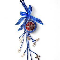 St Benedict coin Home Protection Door Hanger Blue - San Benito Bendición 