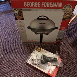 george forman out door electric grill, cover, tool Brand New!
