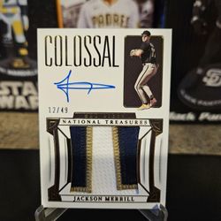 2023 Panini National Treasures JACKSON MERRILL Prospect RC Patch Auto /49 Padres