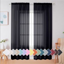 Simplebrand Black Sheer Curtains 84 Inches Long 2 Panels for Living Room
Light Filtering, Rod Pocket, Solid Color, Elegant, Window Sheer Curtain Panel