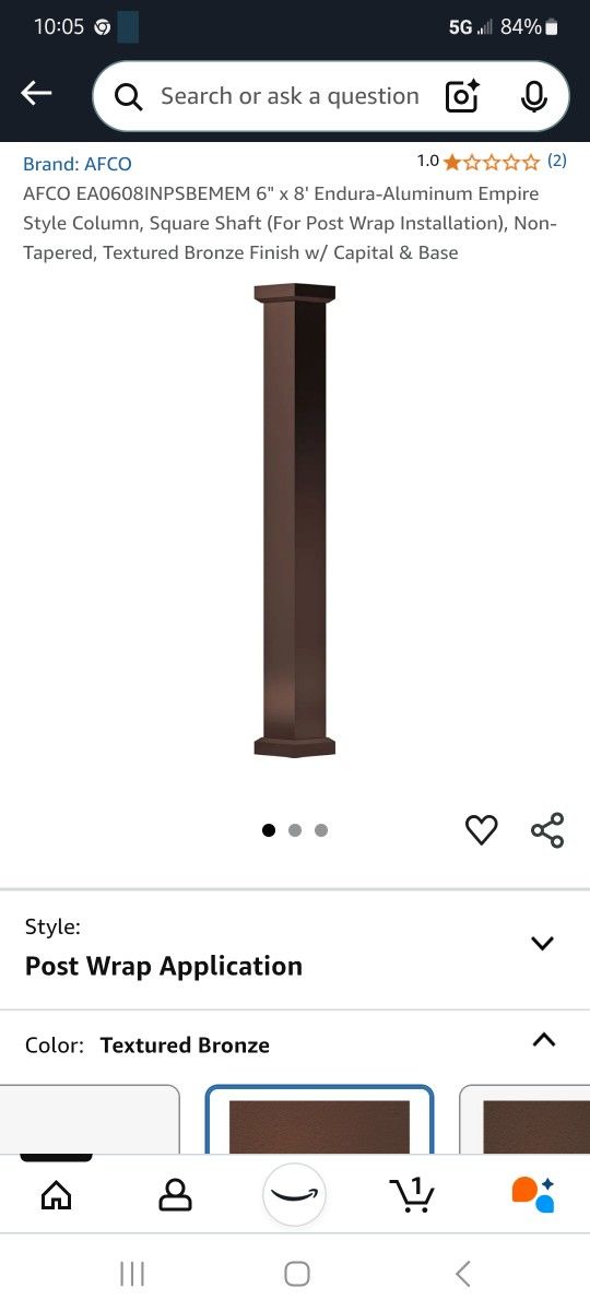 6" x 8' Endura-Aluminum Empire Style Column
