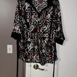 Beautiful Shirt - Blue Diamond Plus - Color:  Black/Red/Silver - Size 116W