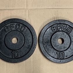 2 Vintage Cast Iron Weight Plates BFCO Standard Barbell 4.5kg 10lbs
