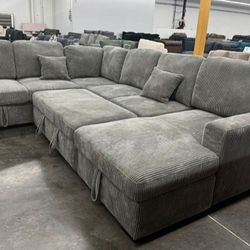 ✅️✅️4-Piece Grey color, Convertible Sectional
Sleeper Sofa, Chaise Storage, Sofa Storage & USB Port✅️✅️
