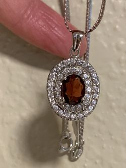 2ct Red Garnet gemstone on Sterling silver with a Sterling silver necklace