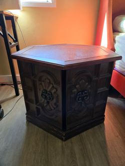 Hexagonal Wood Cabinet End Table
