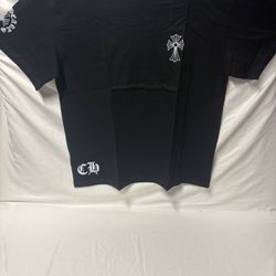 ChromeHeart, Black T-Shirt, White Lettering