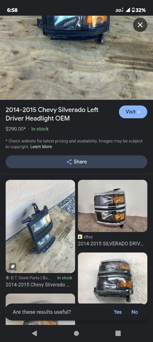 2014-15 Chevy Silverado Left Driver Side Headlight/Housing