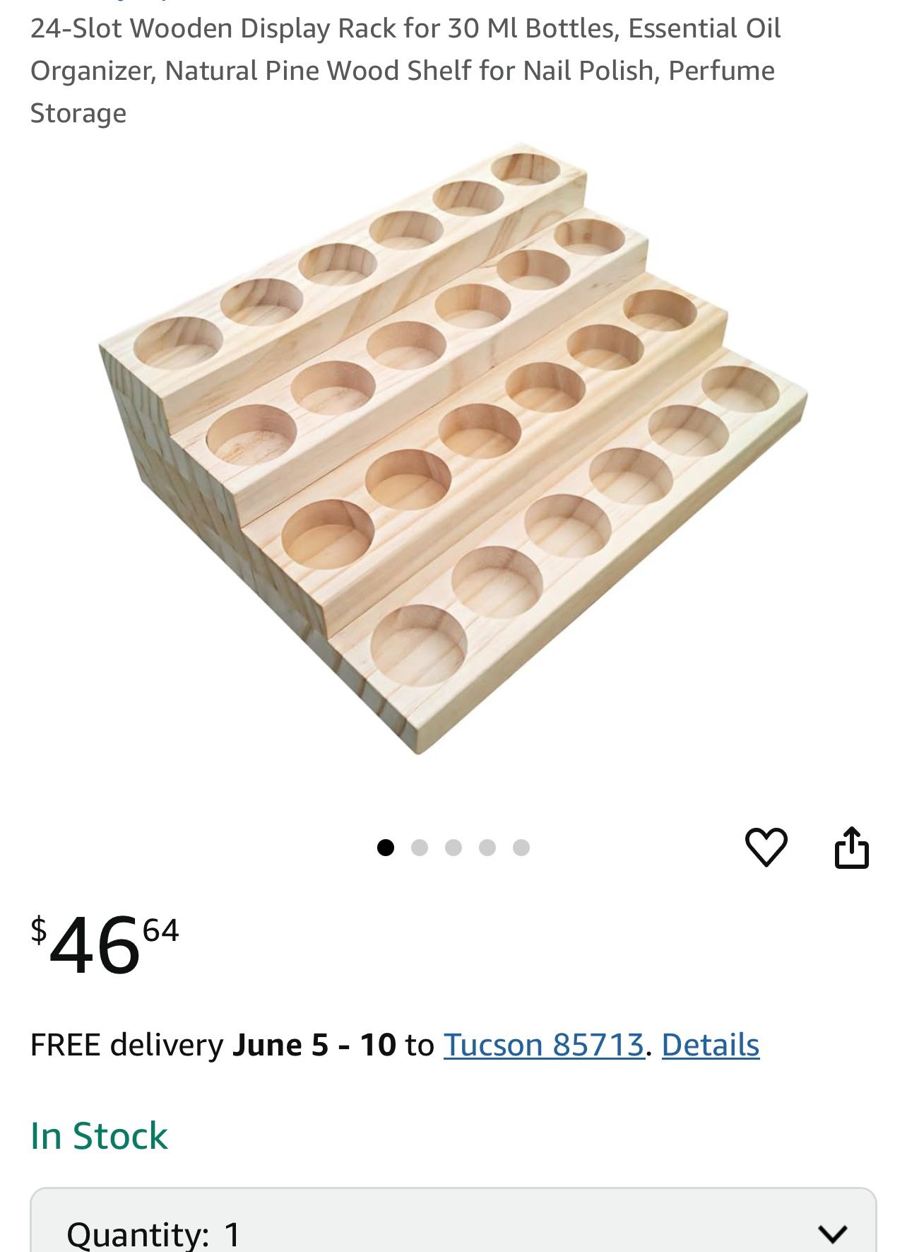 24-Slot Wooden Display Rack for 30 Ml Bottles, Essential Oil Organizer, Natural Pine Wood Shelf for Nail Polish, Perfume Storage