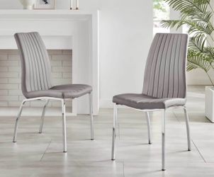 Gray Faux Leather Dining Chairs Set of 2