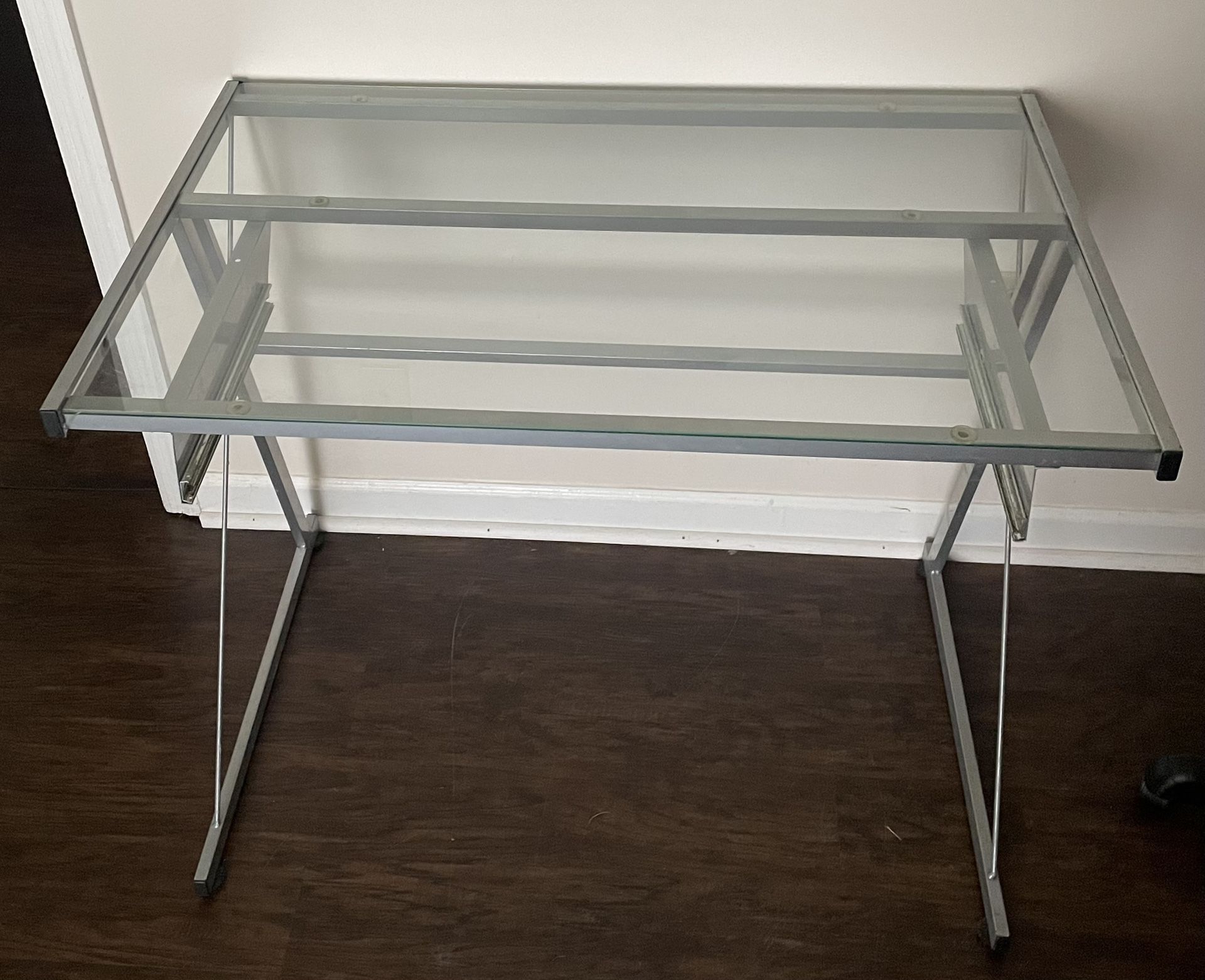 Glass Desk with Silver Trim