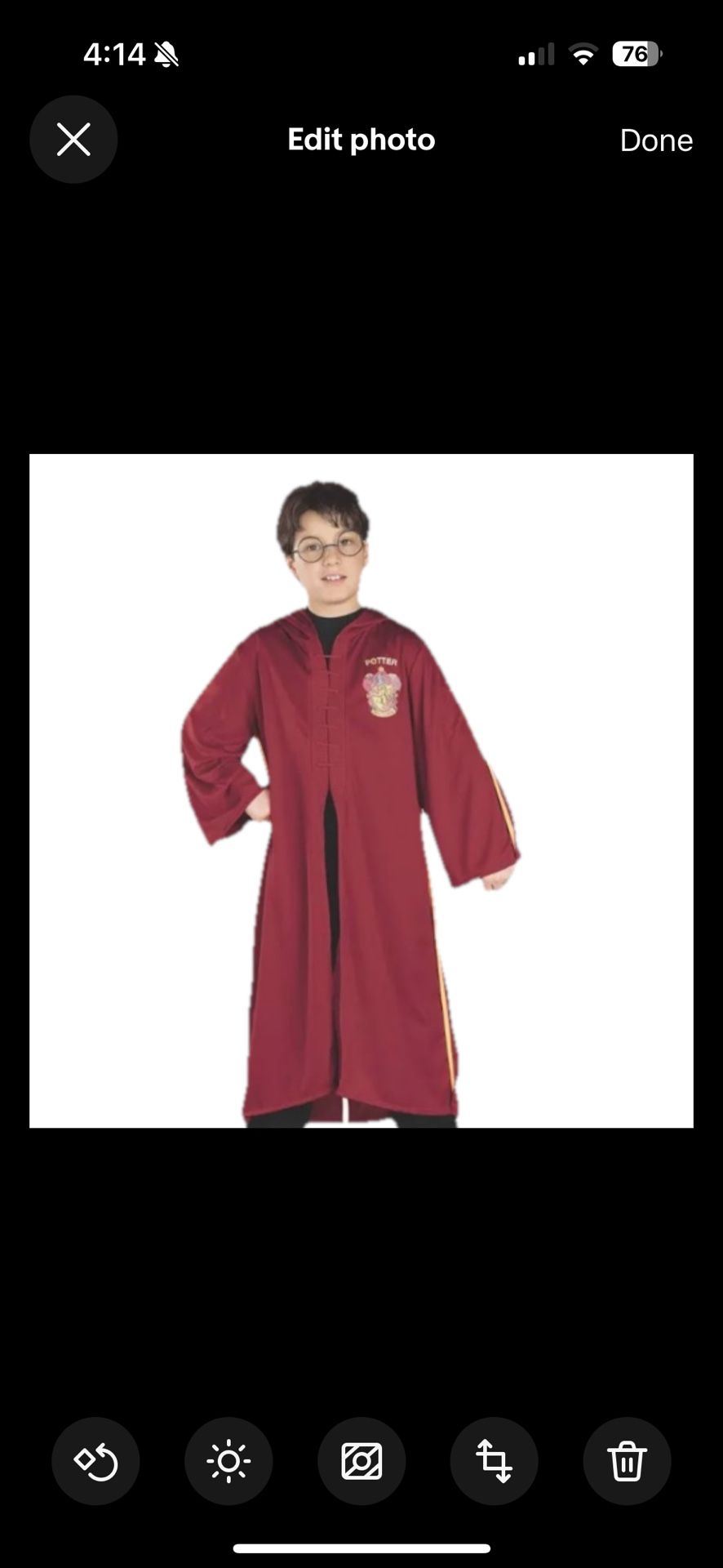 Harry Potter Quidditch Kids Medium (8-10) Red/yellow Hooded Robe unisex boy or girl robe. Made USA, hand wash,  re with tags, universal studios 