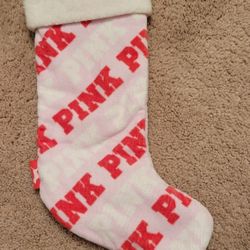Victoria's Secret Pink and White Holiday Stocking