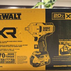 DeWalt XR 20V MAX 1/2 in. Cordless Brushless Mid-Range Impact Wrench Kit (2 XR 5AH Battery & Charger) New In Box 