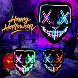 Halloween Mask LED Light Up Mask, Scary Cosplay Costume Mask for Halloween
