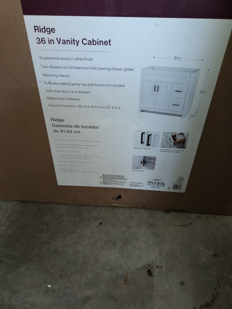 Home Decorators Collections.. Ridge 36" White Vanity Cabinet