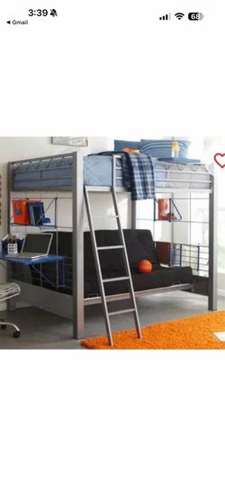 Metal framed loft bed