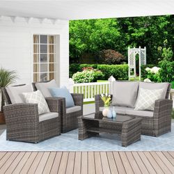 Brand New Assembled 4 Pieces Wicker Patio Set 