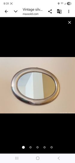 Vintage Silver Metal Oval Mirror