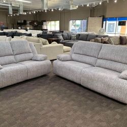 Oversized Recliner Sofa And Love Grey Soft