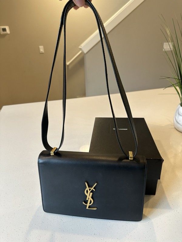 Saint Laurent YSL Calfskin Monogram Dylan Shoulder Bag Black
