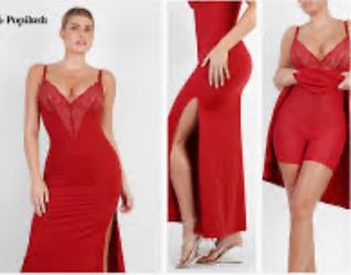 Lace V Neck Side Slit Slimming Maxi Slip Dress