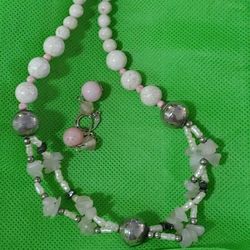 Rose Quartz, Seed Pearls, Hematite,.stone & Silver Beads