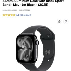 Apple Watch Series 11 (GPS+Cellular) 46mm Aluminum Case with Black Sport Band