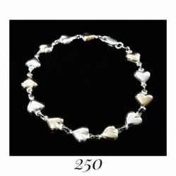 7.5" x 8.2mm 14k over Sterling Silver 3-D Puffy Heart Link Bracelet, Milor Italy