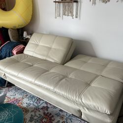 White Leather European Lounger
