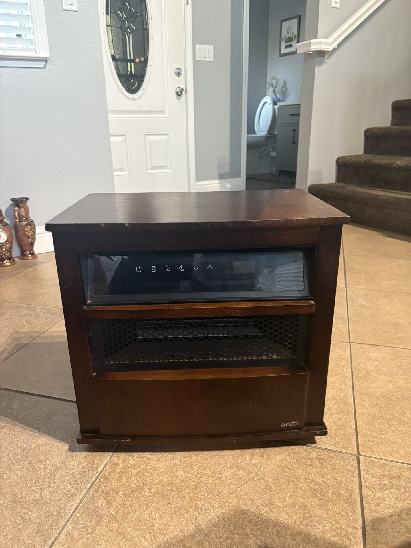 Electric Space Heater with Wood Cabinet – Portable Infrared Heater 