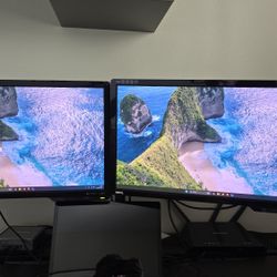 2 23' Monitors With Table Stand