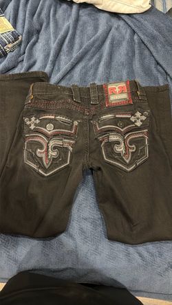 Rock Revival Black Jeans with Embroidered Pockets