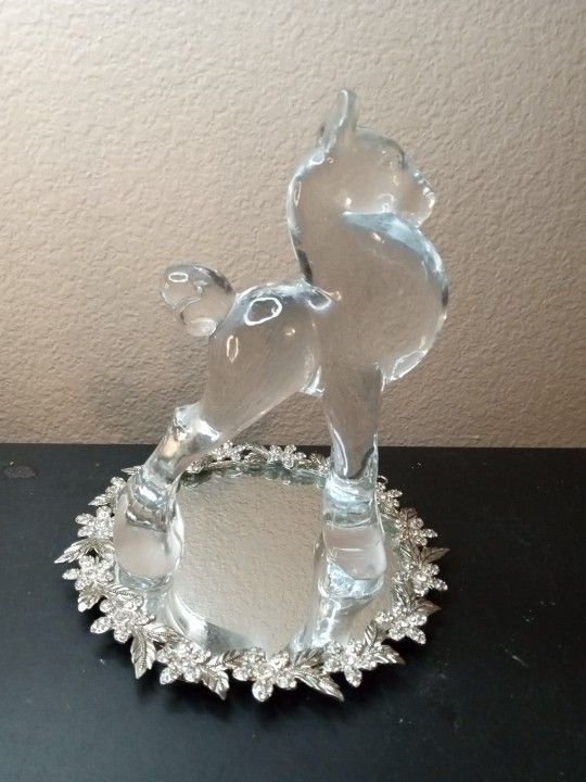 GORGEOUS VTG Viking Clear Glass 10" Stag Horse Figurine