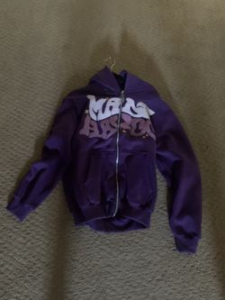 purple "Made Havoc" Y2K-style zip-up hoodie
