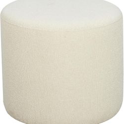 White Boucle Ottoman 