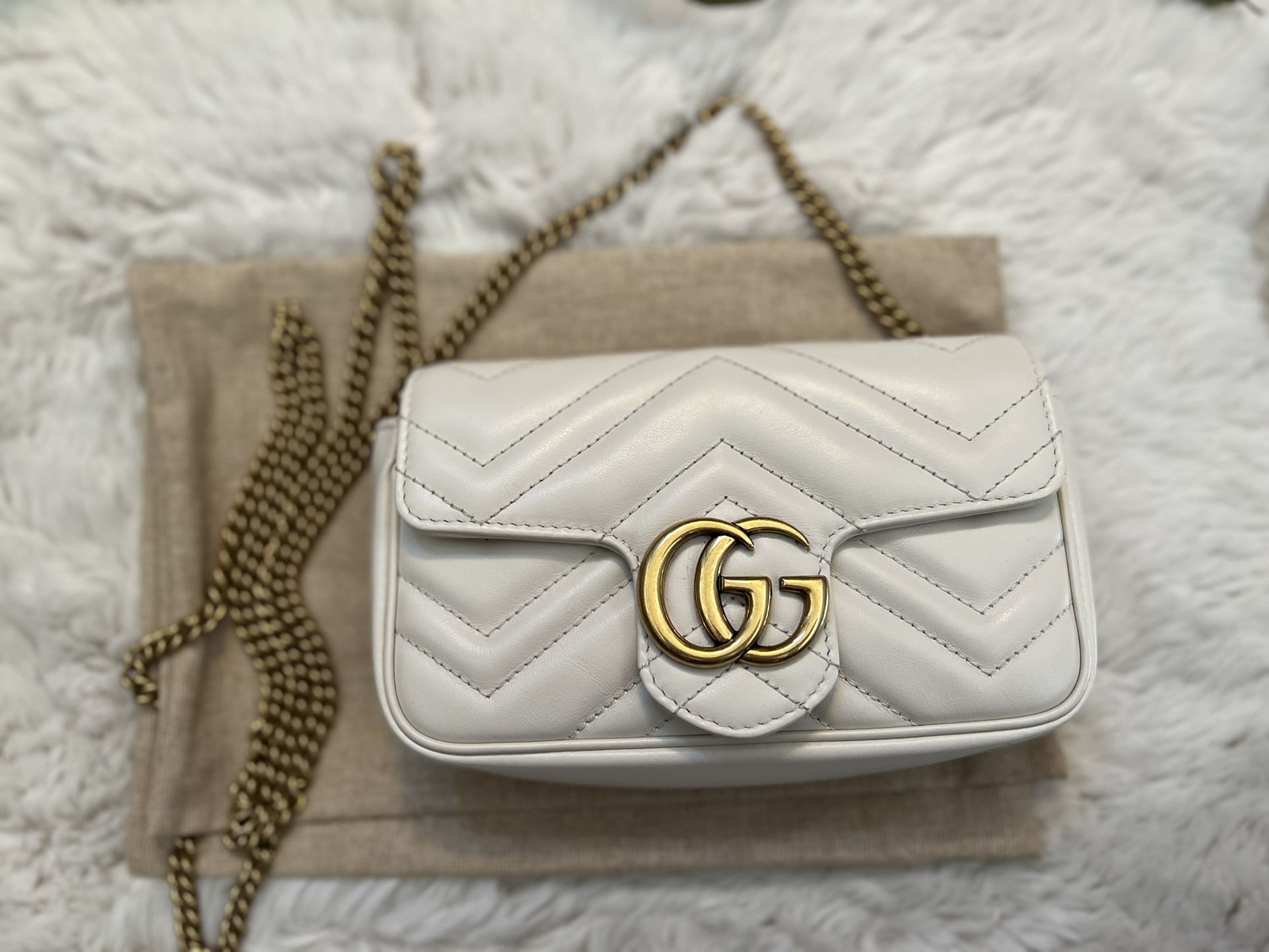 Used] Gucci GG Marmont Leather Super Mini Chain Shoulder Bag