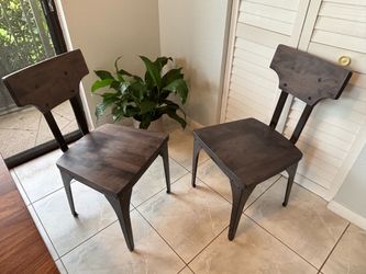 Industrial Wood and Metal Dining Chairs – Set of 2
