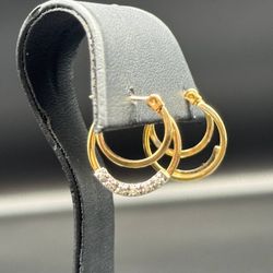 14k yellow gold diamond hoop earrings