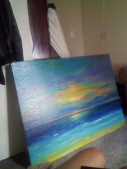 Hand Painted Sunset At The Beach
