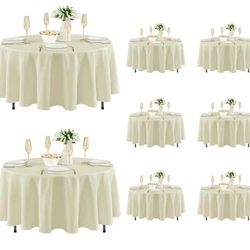 8 Pack Round Tablecloths: Stain Resistant Wrinkle Free Circle Table Clothes, Washable Reusable Polyester Table Covers for Wedding Party Birthday Banqu