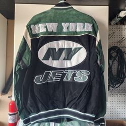 NY JETS Leather Jacket - Large