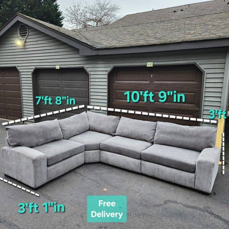 Free Delivery | Gray Porter Designs Clayton 4 Piece Modular Sectional Sofa / Couch