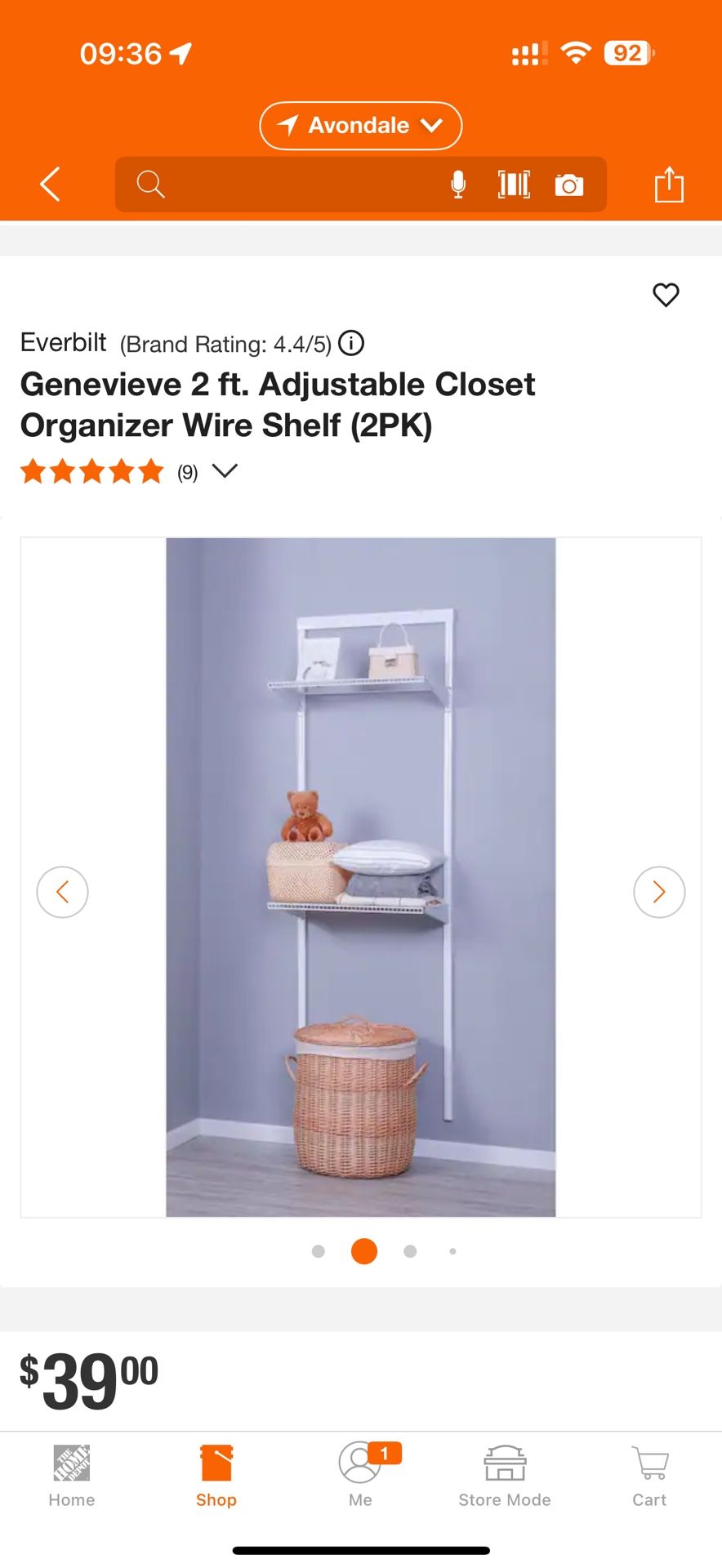 Genevieve 2 ft. Adjustable Closet Organizer Wire Shelf (2PK)